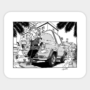 Manga Style Car Illustration Sticker